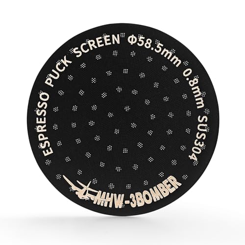 MHW-3BOMBER 58.5mm Espresso Puck Sieb Metall Kaffeefilter Wiederverwendbare Espressofilter für 58mm Siebträger 0.8mm Dicke Titan-Beschichtung Schwarz FG5588 von MHW-3BOMBER