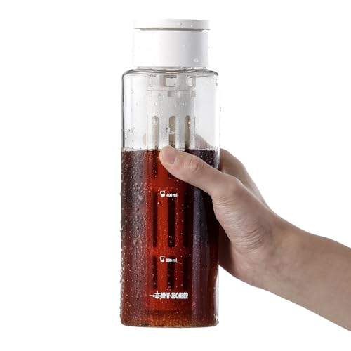 MHW-3BOMBER Cold Brew Coffee Maker 600ml, Tritan Coffee Maker mit 300 Maschen Filter, abnehmbares Cold Brew Kanne Eiskaffee maschine, für Sommer, Draußen, Picknick, Wandern, Weiß, Modell: CE6136-OS von MHW-3BOMBER