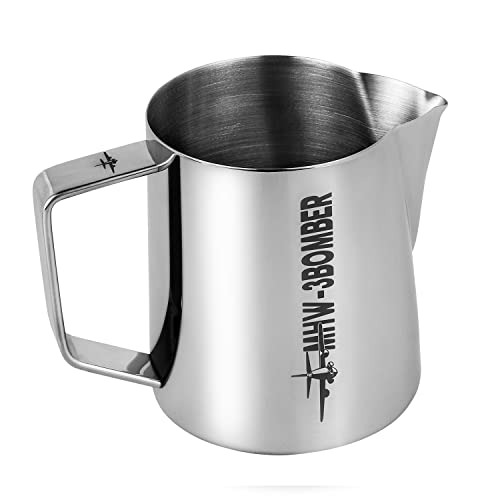 MHW-3BOMBER Milchkännchen 500ml Edelstahl, Profi Milchkanne für Barista, Milchschaumkännchen für Espresso und Latte Art, mit Hawksbill-Mündung Design, Barista Zubehör, Farbe: Glossy, Modell: P5002S von MHW-3BOMBER