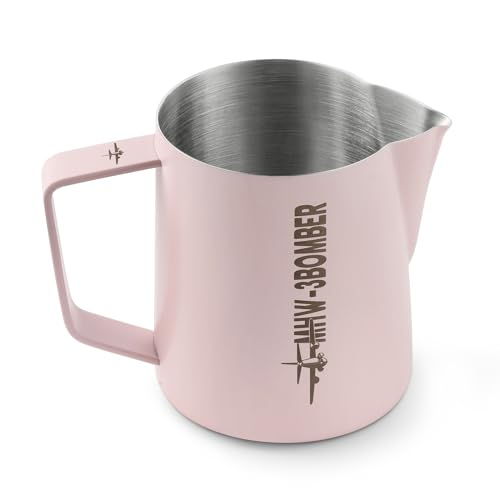 MHW-3BOMBER 500ml(16.9oz) Milchkännchen Milchkanne Profi, 16.9oz Milchkännchen Edelstahl für Espresso, Cappuccino dampfend schäumend mit Krokodilmaul-Design, Barista zubehör Pitcher Rosa Modell: P5017 von MHW-3BOMBER