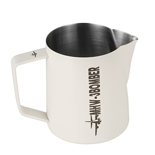 MHW-3BOMBER Espresso Milchkännchen Milk Pitcher 600ml Milchschaumtank Espresso Milchschaumtank Edelstahl Espresso Dämpfen Aufschäumen Pitcher Matte weiß P5021W von MHW-3BOMBER