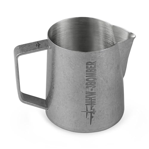 MHW-3BOMBER 700ml(23oz) Milchkännchen Milchkanne Profi, 23oz Milchkännchen Edelstahl für Espresso, Cappuccino dampfend schäumend mit Krokodilmaul-Design, Barista zubehör Pitcher Silberfarben P5028SS von MHW-3BOMBER