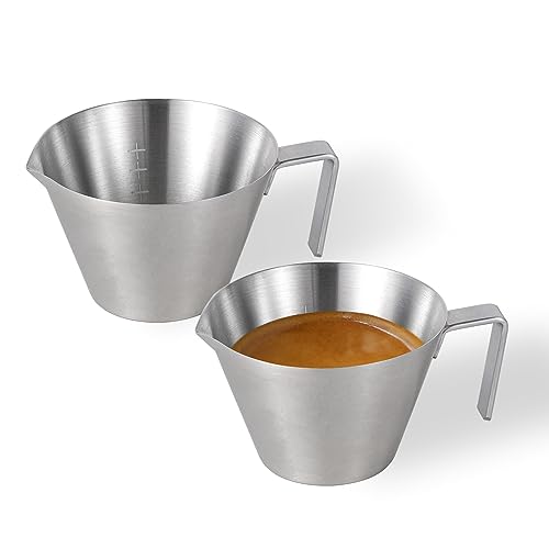 MHW-3BOMBER 2Pcs Espressotassen 100ml（3.3 oz) mit EdlStahlgriff, Kaffee Messglas Kännchen rostfreie Stähle Espresso-Messbecher Espresso Messbecher, Soßenbecher Dipschalen 100ml Modell: G5140x2 von MHW-3BOMBER