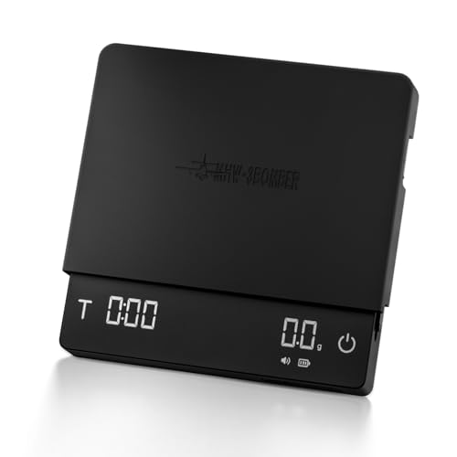 MHW-3BOMBER Große Kaffeewaage mit Timer, digitale Übergießwaage mit Durchflussmenge, 2 kg/0,1 g genaue Espressowaage, 3 Modi, wiederaufladbare Kaffeebohnen-Gewichtswaage zum Übergießen, Espresso von MHW-3BOMBER