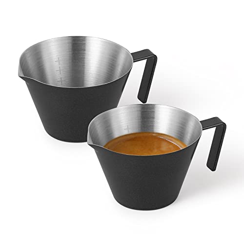 MHW-3BOMBER 2Pcs Espressotassen 100ml（3.3 oz) mit EdlStahlgriff, Kaffee Messglas Kännchen rostfreie Stähle Espresso-Messbecher Espresso Messbecher, Soßenbecher Dipschalen 100ml Modell: G5141Bx2 von MHW-3BOMBER