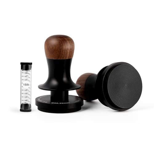 MHW-3BOMBER Kaffee Tamper 54 mm, Konstanter Druck Tamper mit Titanium Beschichtung, Eingebaute 3 federbelasteten 15lbs/30lbs Tamper 54mm Espresso Stampfer mit Sound Feedback Schwarz Modell: T6177T-OS von MHW-3BOMBER