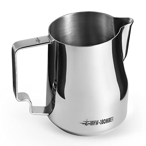 MHW-3BOMBER Milchaufschäumkrug 350 ml Milchaufschäumer Tasse Espresso Dampfkrug Edelstahl Milchaufschäumer Tasse Barista Latte Art runder Ausguss Milchkännchen P7121S von MHW-3BOMBER