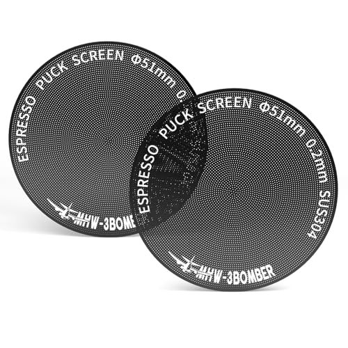 MHW-3BOMBER Puck Screen 51mm 2 Stück – 0,2mm Ultrafeines Titan-beschichtetes Espresso Sieb, Wiederverwendbarer Metallfilter für 51mm Siebträge, Espresso Zubehör für Baristas, Modell: FG5642-OS von MHW-3BOMBER