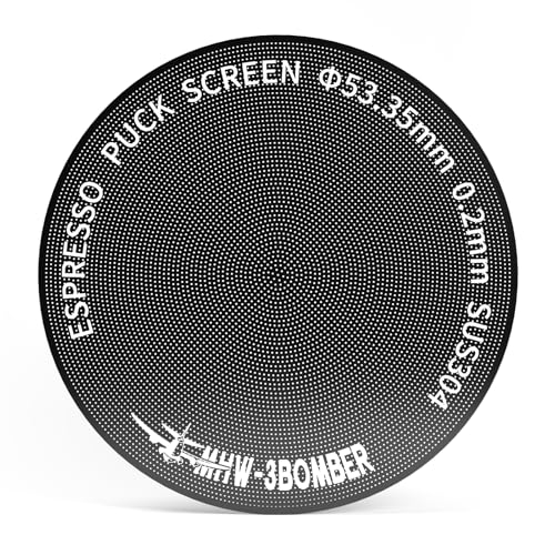 MHW-3BOMBER Puck Screen 53,35mm – 0,2mm Ultrafeines Titan-beschichtetes Espresso Sieb, Wiederverwendbarer Metallfilter für 54mm Siebträge, Espresso Zubehör für Baristas, Modell: FG5641-OS von MHW-3BOMBER