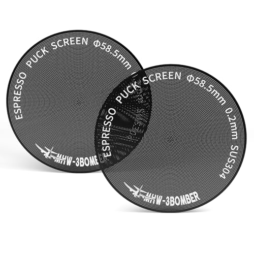MHW-3BOMBER Puck Screen 58,5mm 2 Stück – 0,2mm Ultrafeines Titan-beschichtetes Espresso Sieb, Wiederverwendbarer Metallfilter für 58mm Siebträge, Espresso Zubehör für Baristas, Modell: FG7046B-OS von MHW-3BOMBER