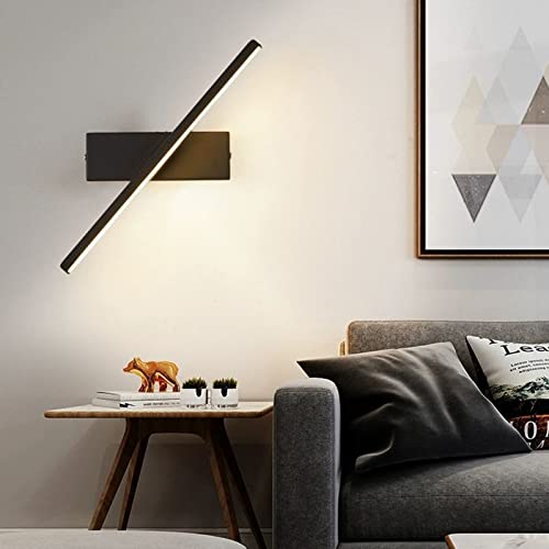 330° Rotation LED Wandlampe Moderner Nordischer Stil Lang Wandleuchten Aluminium Innen Wandbeleuchtung Für Nachtlampe Wohnzimmer Treppe(Size:50cm, 10W,Color:Black with Plug, 3 Colour Light) von MHXZKHL