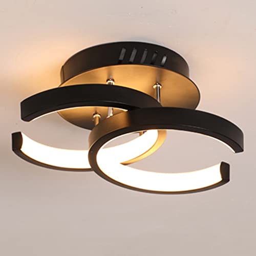 MHXZKHL 2-Licht LED Deckenleuchten Modern Unterputz Deckenlampe Metall Decke Beleuchtungskörper Für Wohnzimmer Schlafzimmer Büro Flur,Black+Stepless Dimming-18W von MHXZKHL