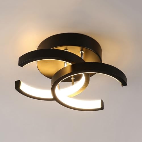 MHXZKHL 2-Licht LED Deckenleuchten Modern Unterputz Deckenlampe Metall Decke Beleuchtungskörper Für Wohnzimmer Schlafzimmer Büro Flur,Black+Warm White-18W von MHXZKHL