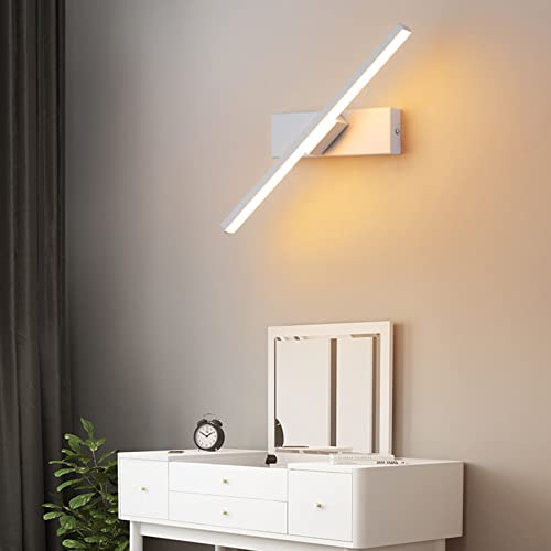 MHXZKHL 330° Rotation LED Wandlampe Moderner Nordischer Stil Lang Wandleuchten Aluminium Innen Wandbeleuchtung Für Nachtlampe Wohnzimmer Treppe(Size:30cm, 6W,Color:Weiß, Warmweiß) von MHXZKHL