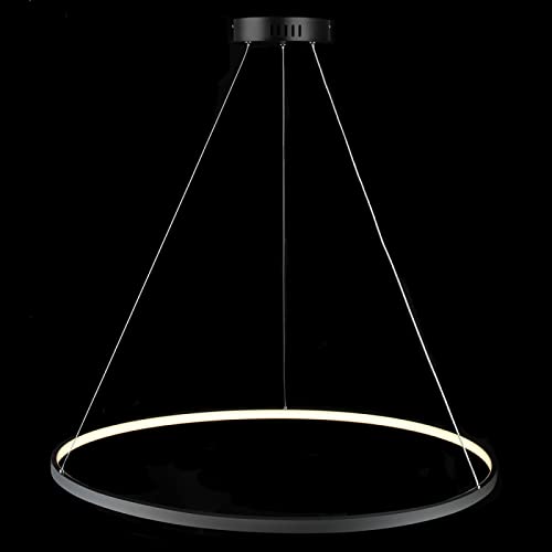 MHXZKHL Kreis LED Pendelleuchte, Modern Einfach Metall Insel Lüster Verstellbar Hängelampe Deckenbeleuchtung Für Wohnzimmer Esstisch,Black+Neutral Light-20cm 13W von MHXZKHL