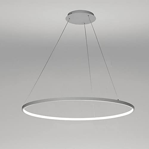 MHXZKHL Kreis LED Pendelleuchte, Modern Einfach Metall Insel Lüster Verstellbar Hängelampe Deckenbeleuchtung Für Wohnzimmer Esstisch,White+3 Color Light-40cm 25W von MHXZKHL