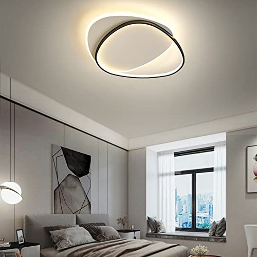 MHXZKHL Modern LED Deckenleuchte Geometrisch 2-Licht Ultradünn Deckenlampe Nordisch Kreativ Unterputzmontage Leuchte Für Wohnzimmer Schlafzimmer(Size:55X46CM, 48W,Color:Schwarz, Stepless Dimmen) von MHXZKHL
