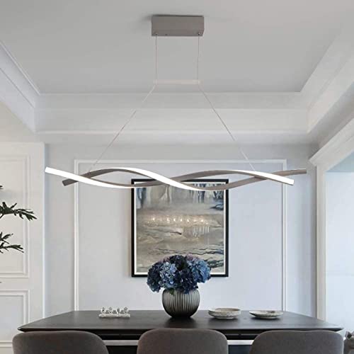 MHXZKHL Wellendesign LED Pendelleuchte Curl linear verstellbar Hängelampe nordischer Stil modern Spirale Kronleuchter für Kücheninsel Esstisch Wohnzimmer,Grey+White Light-100cm MHXZKHL Wellendesign LED Pendelleuchte Curl linear verstellbar Hängelampe nordischer Stil modern Spirale Kronleuchter für Kücheninsel Esstisch Wohnzimmer,Grey+White Light-100cm von MHXZKHL