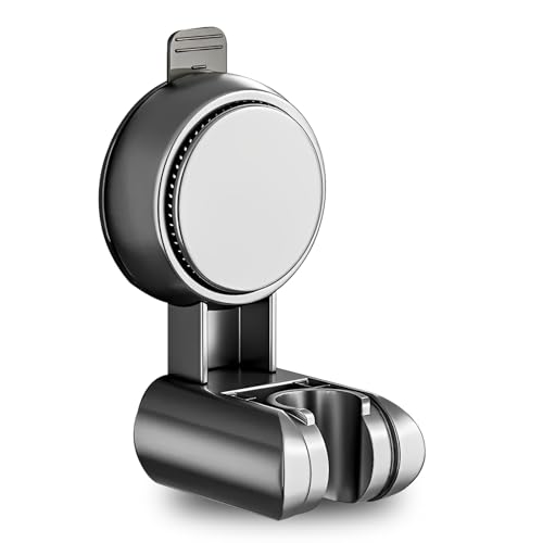 Duschkopfhalterung Saugnapf, Duschkopf Halterung Ohne Bohren Universal Duschbrause Halterung 360° Drehbar Duschkopfhalter Abnehmbar Wandhalterung ABS Brausehalterung (Grau) von MHYMX