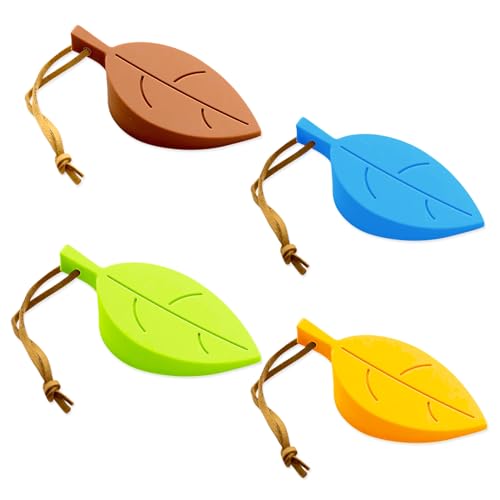 Türkeil Gummi, 4 Stück Türstopper Boden Door Stopper Blattform Keil Anti Rutsch Gummikeil Fensterklammer Schutz für Balkontür Arbeitszimmer Kinderzimmer (Blau Grün Gelb Kaffee) von MHYMX