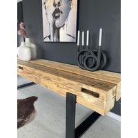 Maßanfertigung Sitzbank Lowboard Konsolentisch Massivholz Balkenmöbel Handgemacht Holzbank Naturholz Unikat Rustikal Echtholz Bank von MHmoderndesignShop