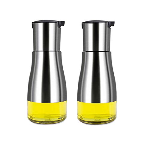 MHtech 320ML Ölflasche, Olivenölbehälter, Edelstahl-Glasspenderflasche. Zum Kochen, Grillen, BPA-frei, staubdicht und auslaufsicher (320ml + 2 Stück) von MHtech