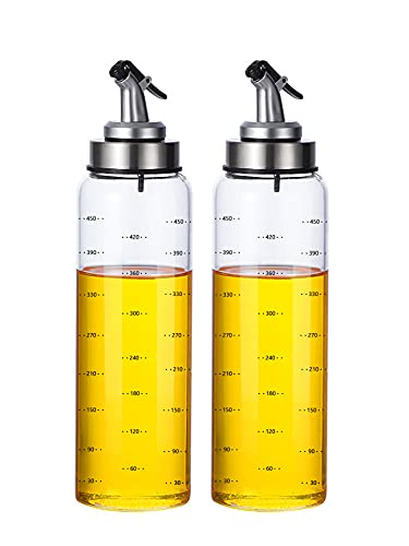 MHtech Ölflasche, Tropfspitze aus Edelstahl und Glasflasche mit genauer Teilung. Zum Kochen, Grillen, BPA-frei, Staub- und auslaufsicher. Essig- & Ölspender (500ml-anyashi) von MHtech
