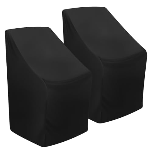 MI CASA 2 Stück Gartenstühle Abdeckung Wasserdicht Schutzhülle für Gartenstuhl, Gartenmöbel Abdeckung Oxford Gewebe Stapelstühle Abdeckhaube Stuhlüberzug UV-Schutz/Winddicht/Winterfest, 65x65x80/120cm von MI CASA