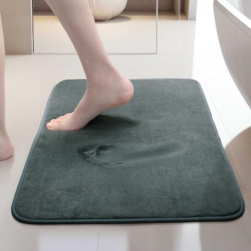 MI CASA rutschfeste Badematte Memoryschaum Badteppich Schwarz, Super Saugfähige Badezimmermatte Badezimmerteppich, Memory Foam Badvorleger rutschfest Waschbar, Leicht zu Trocknen - 40x60cm,Grau von MI CASA