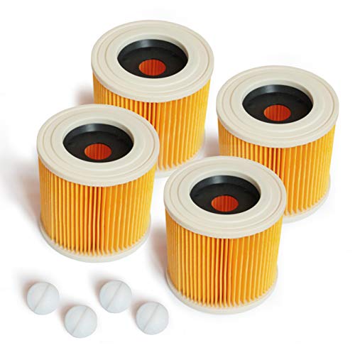 MI:KA:FI Patronenfilter | für Kärcher Mehrzwecksauger + Nass-/ Trockensauger + Waschsauger | WD2 + WD3 + WD2.200 + WD3.200 + WD3.300 M + WD3.500 P + SE 4001 + SE 4002 | wie 6.414-552.0 (4x Filter) von MI:KA:FI
