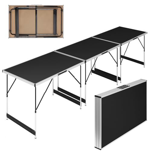 MIADOMODO® Klapptisch - 3er Set, 100x60 cm, Höhenverstellbar, Klappbar, Tragbar, Stabil, Leicht, Aluminium - Multifunktionstisch, Campingtisch, Tapeziertisch, Mehrzwecktisch, Küche, Tersasse, Picknik von MIADOMODO