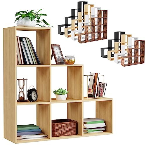 MIADOMODO® Treppenregal - Sonoma, 6 Fächer, 97,5x29x97,5 cm, für Wohnzimmer, Stabil, Offen, Freistehend, Indoor, aus MDF-Platte - Stufenregal, Raumteiler Regal, Bücherregal, Standregal von MIADOMODO