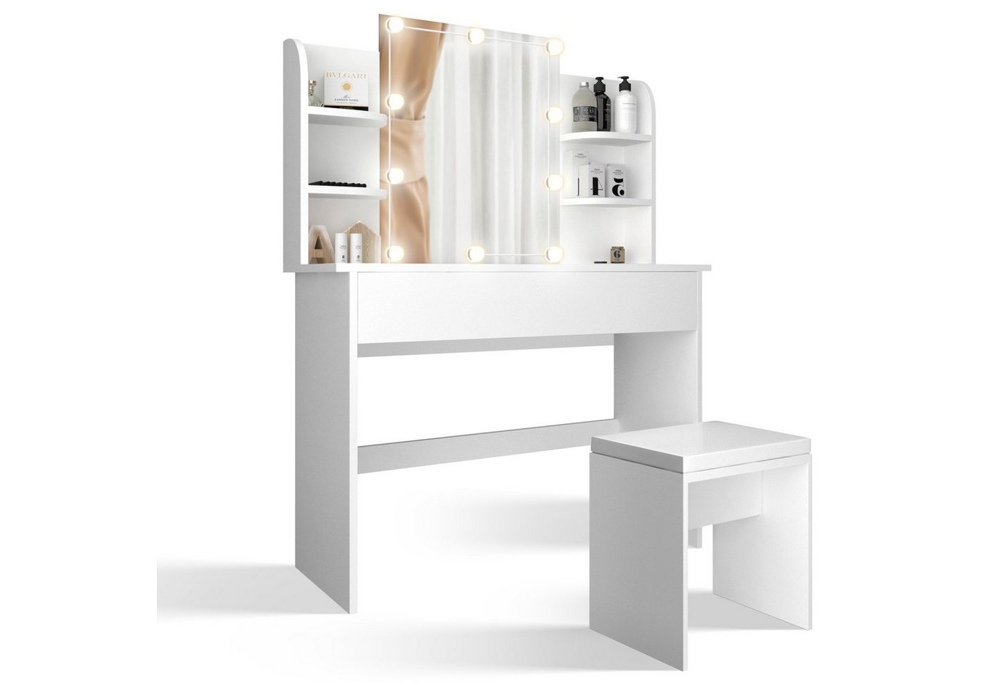 MIADOMODO Schminktisch mit Beleuchtung Hocker Spiegel Kosmetiktisch Frisiertisch MIADOMODO Schminktisch mit Beleuchtung Hocker Spiegel Kosmetiktisch Frisiertisch von MIADOMODO