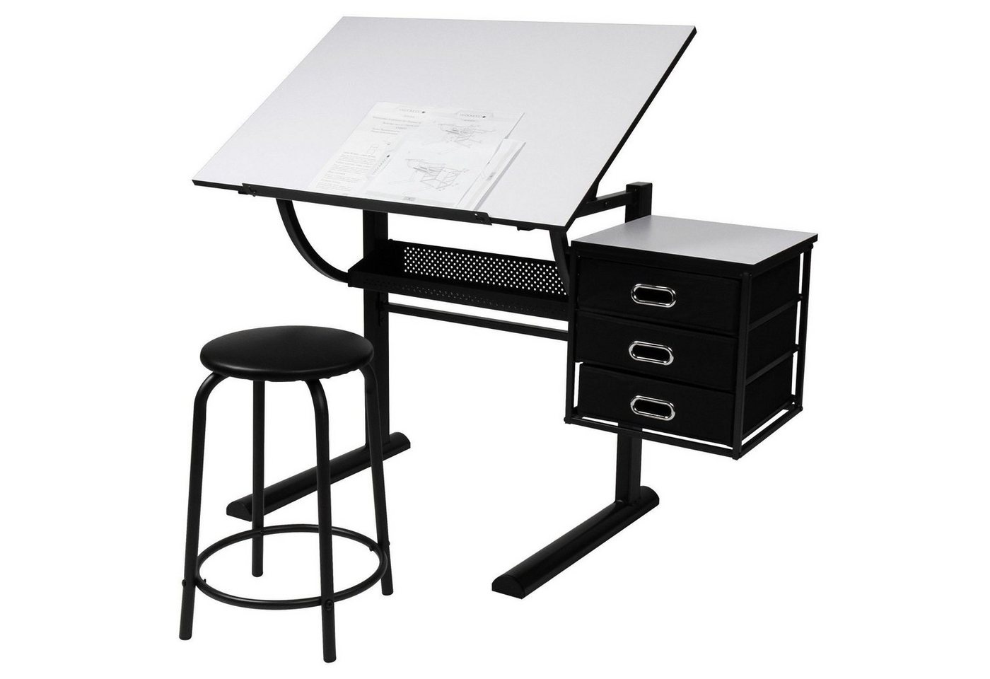 MIADOMODO Zeichentisch mit Hocker Schreibtisch Arbeitstisch Architektentisch von MIADOMODO