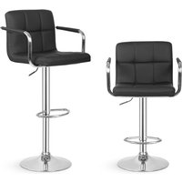 Miadomodo - Barhocker - 2er Set, Höhenverstellbar, mit Rückenlehne, Armlehne, Fußstütze, Drehbar, 360 Grad, Stahl, Kunstleder, Gepolstert, Schwarz von MIADOMODO