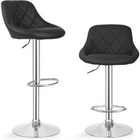 Miadomodo - Barhocker - 2er Set, Höhenverstellbar, mit Rückenlehne, Fußstütze, Drehbar, 360 Grad, Stahl, Kunstleder, Gepolstert, ohne Armlehne, von MIADOMODO