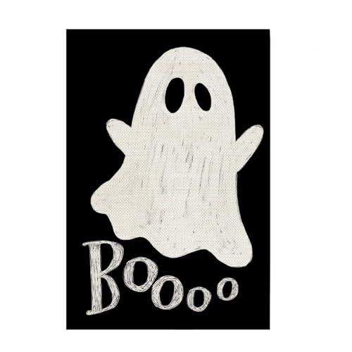 Doppelseitige Halloween-Hausflagge (30,5 x 45,7 cm), große Jute, schwarze Willkommensflagge für den Außenbereich, Urlaub, Hofflagge von MIADOSHINSE