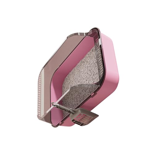 Halbgeschlossene Katzentoilette, hochwandig, spritzsicher, verdickt und geruchsreduzierend, leicht zu reinigende Toilette für den Heimgebrauch im Innenbereich (alle Rassen) von MIADOSHINSE