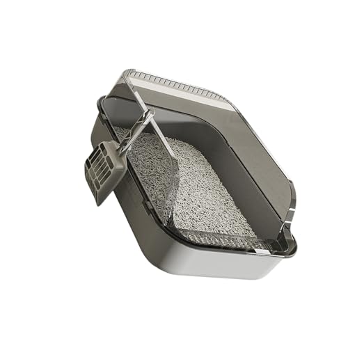 Halbgeschlossene Katzentoilette, hochwandig, spritzsicher, verdickt und geruchsreduzierend, leicht zu reinigende Toilette für den Heimgebrauch im Innenbereich (alle Rassen) von MIADOSHINSE