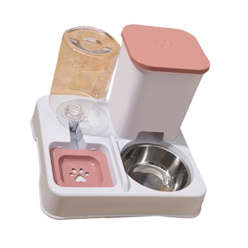 Premium Pet Automatischer Futterspender & Wasserspender, Erhöhter Edelstahlnapf, Schwerkraftfütterung für Katzen & Hunde (Zuhause/Büro/Reisen) von MIADOSHINSE