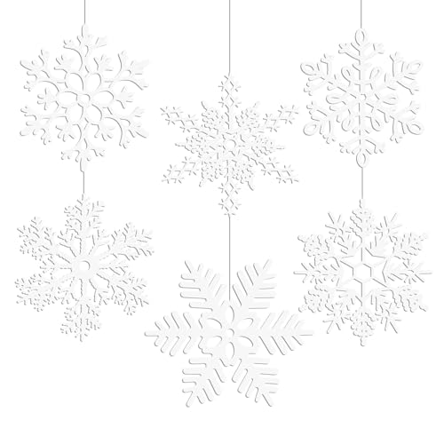 MIAHART 30,5 cm große weiße Schneeflocken-Ornamente, 6 Stück, große Kunststoff-Glitzer-Schneeflocken-Ornamente für Weihnachtsbaum, Winter, drinnen, draußen, Fenster MIAHART 30,5 cm große weiße Schneeflocken-Ornamente, 6 Stück, große Kunststoff-Glitzer-Schneeflocken-Ornamente für Weihnachtsbaum, Winter, drinnen, draußen, Fenster von MIAHART