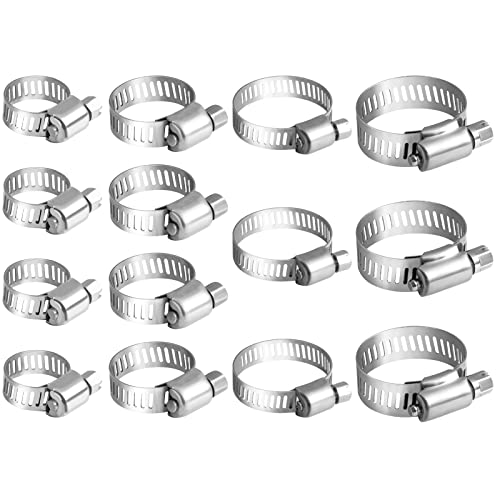 MIAHART Kleine Schlauchschellen sortiert 14er-Pack verstellbare Schlauchschelle 10-32 mm Sortiment Edelstahl-Schlauchschelle für flexible Schlauchleitungen Schneckenantriebsrohre (4 Größen) von MIAHART