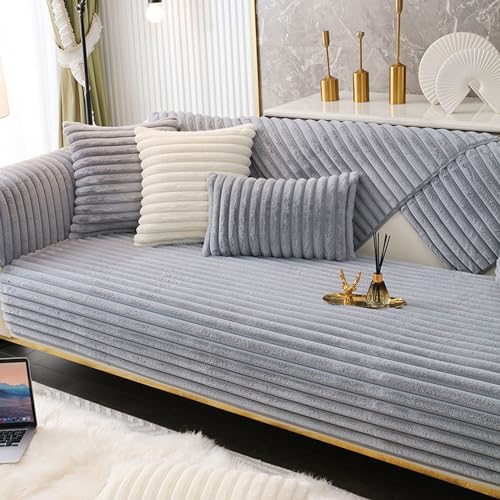 samt sofabezug 1 2 3 4 sitzer weiß couchbezug l form ecksofa für Wohnzimmer,Plüsch Sofa Überzug Sofaschoner rutschfest für Hunde Pet,Rutschfeste Weiche Sofa Bezüge Universelle Sofahusse Sofaschu von MIAHMO