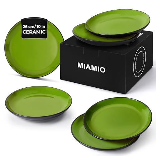 MIAMIO – 6 teiliges Teller/Speiseteller Set aus Steingut Keramik Geschirr Set - Le Papillon Kollektion (26 cm) von MIAMIO