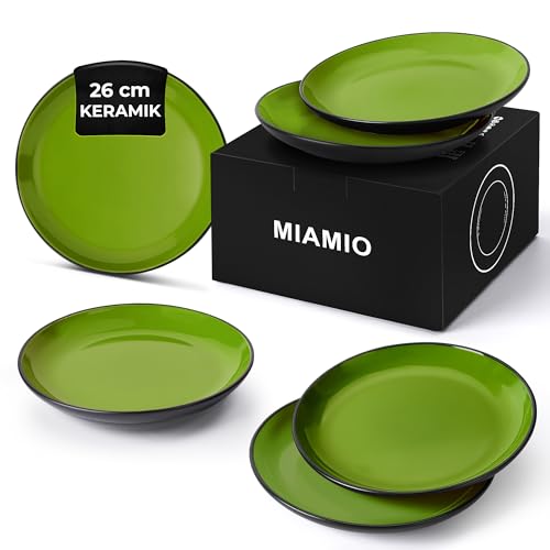 MIAMIO – 6 teiliges Teller/Speiseteller Set aus Steingut Keramik Geschirr Set - Le Papillon Kollektion (Große Teller (6x)) von MIAMIO