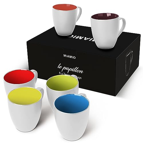 MIAMIO – 6 x 350 ml Kaffeetassen/Kaffeebecher Set - Le Papillon Kollektion (Bunt) von MIAMIO