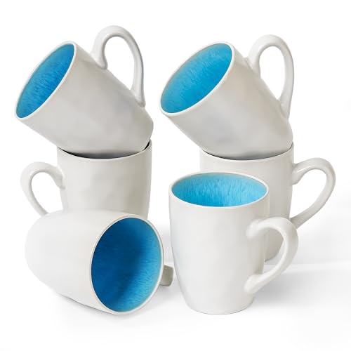 MIAMIO – 6 x 350 ml Kaffeetassen/Tassen Set aus Steingut Keramik Geschirr Set Handmade - Lumera Kollektion (Blau) von MIAMIO