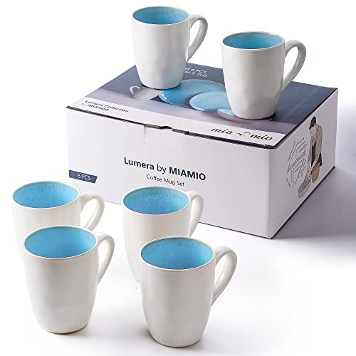 MIAMIO – 6 x 350 ml Kaffeetassen/Tassen Set aus Steingut Keramik Geschirr Set Handmade - Lumera Kollektion (Blau) von MIAMIO