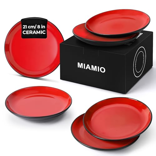 MIAMIO – 6 teiliges Teller/Speiseteller Set aus Steingut Keramik Geschirr Set - Le Papillon Kollektion (20,5 cm) von MIAMIO