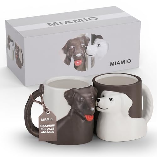 MIAMIO - Hunde Keramik Tasse 300 ml / 3D Tassen Set, Cute Hunde Mug, Couple Geschenke für Geburtstag/Weihnachten, Geschenke für Frauen und Geschenke für Männer von MIAMIO